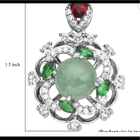 Green Aventurine & Simulated Gemstone Spinner Pendant - Picture 4 of 5